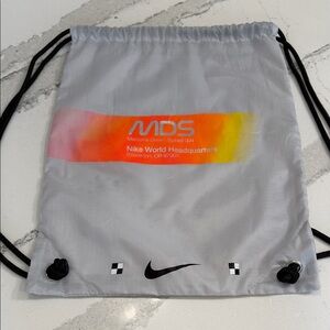 Nike Gray Drawstring Sack with Orange-Yellow Gradient MDS Logo